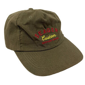 Seager Custom Western Brand Hat Olive Canvas Snapback Made with Hemp EUC